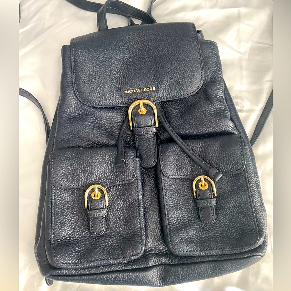 Michael Kors Cooper Large Flap Pebble Leather Backpack/Bag. NWT & bag. H13in W11